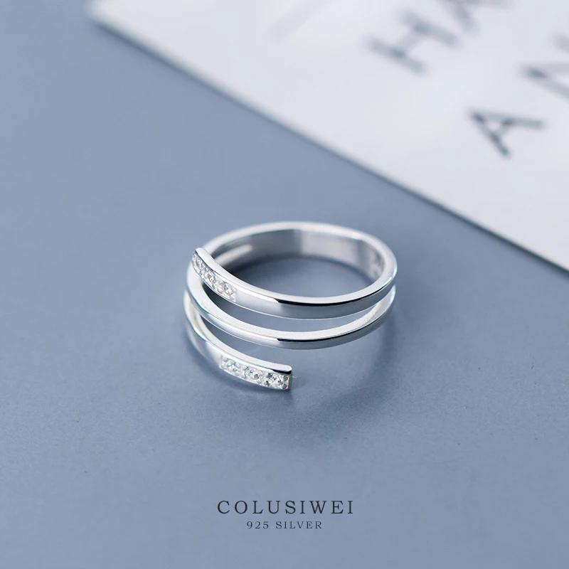 COLUSIWEI модное серебряное кольцо Сияющий прозрачный CZ Кольцо для женщин 925