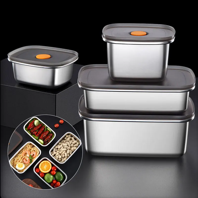 Герметичные пищевые контейнеры для холодильника, контейнер для сохранения свежести, прямоугольный 304 Вакуумный контейнер для хранения еды
