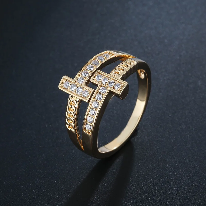 

Luxury Female Square Crystal Stone Ring Set Charm Gold Silver Color Wedding Rings For Women Promise White Zircon Engagement Ring