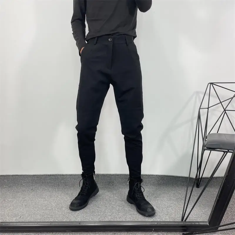 Men Small Foot Pants Autumn Winter New Style Classic Contracted Brunet Recreational Show Thin Trousers Of Large Size