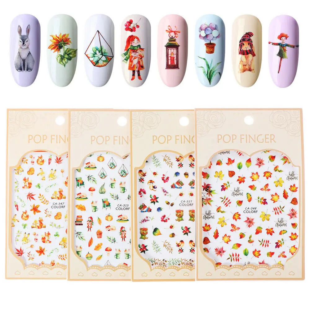 3D наклейка для водяного переноса изображения на ноготь белка кленовый лист