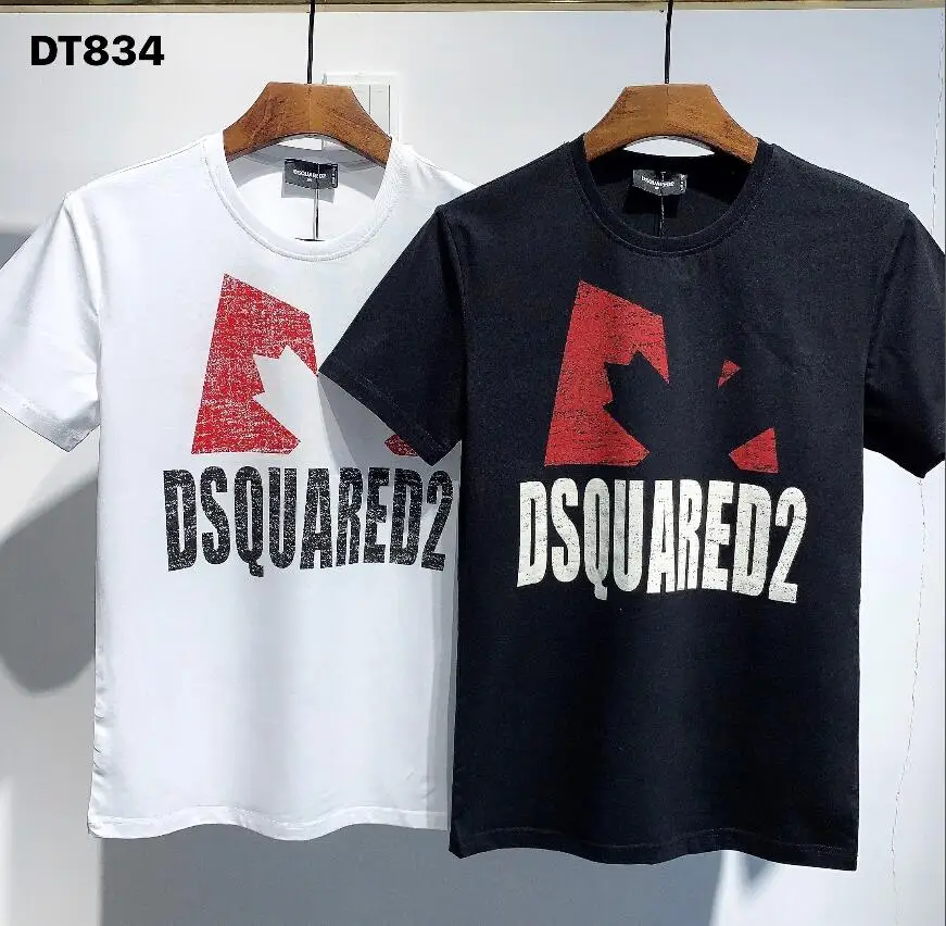

New Dsquared2 men's print T-shirt, cotton hip-hop style oversized t shirt DT834