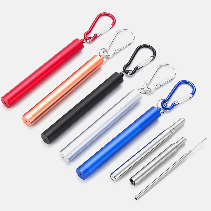 18/10 портативная соломинка многоразовая телескопическая для питья путешествий