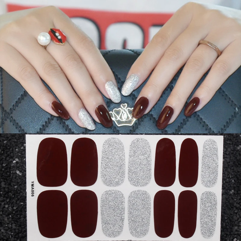 Новые 14 советы Однотонная одежда для ногтей нюдовой коллекции наклейки-лак