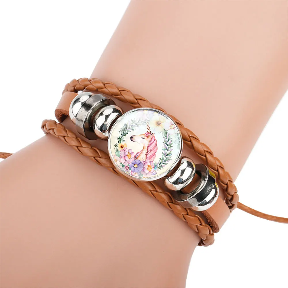 

Cartoon Unicorn Beaded Cowhide Bracelet Children's Accessories Birthday Gift