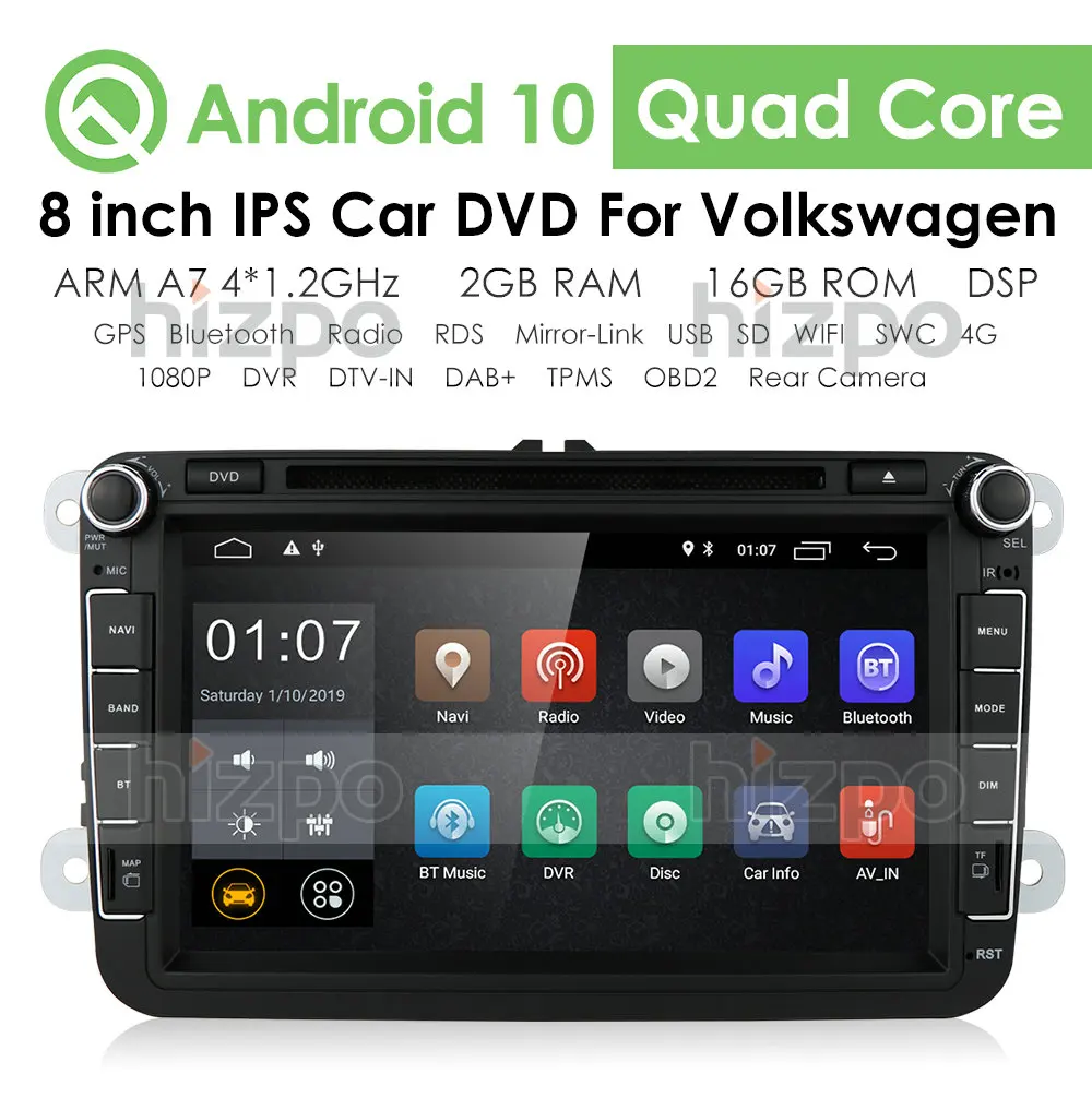 2G 2din 8 дюймов Android 10 автомобильный dvd для VW passat b6 golf 4 5 tiguan polo skoda octavia с управлением