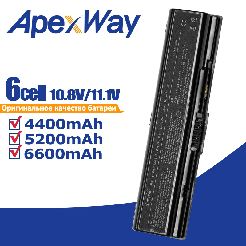 

Apexway Laptop Battery For Toshiba Satellite A200 A202 A300 A350 A500 L200 L300 L400 L500 PA3533U-1BRS PA3534U-1BAS PA3535U