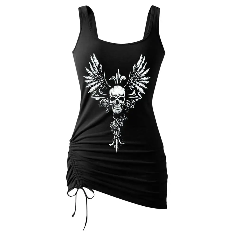 Женская майка без рукавов белая повседневная с черепом Прямая поставка 2019|Майки|