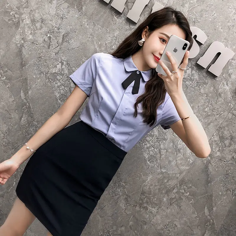 

Work Clothes Business Suit Short-Sleeved Shirt Women 's Skirt Spring and Summer Elegant Formal Clothes Stewardess Uniform