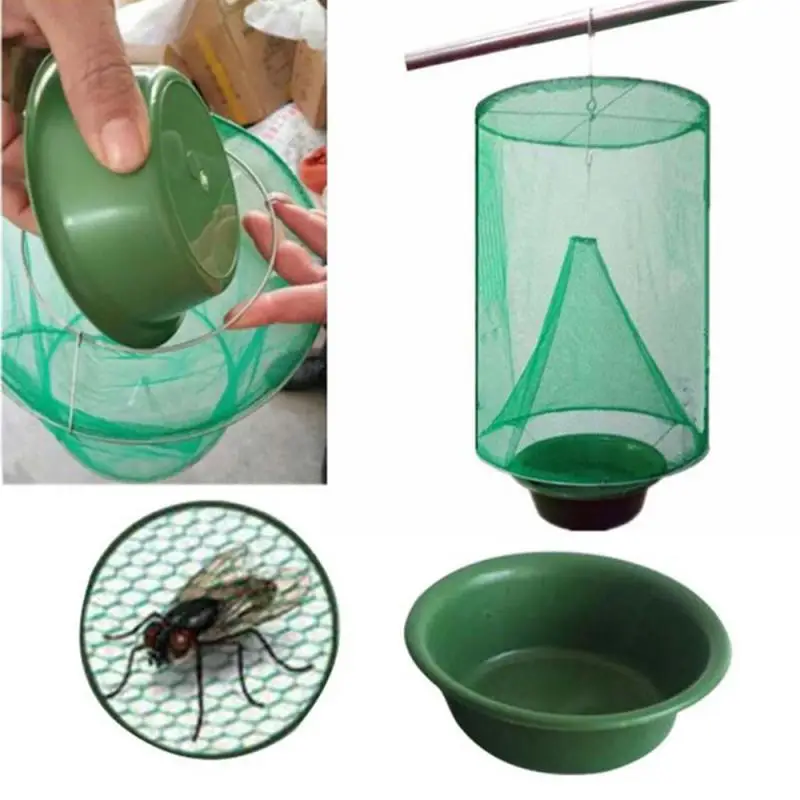 

Health 1PCS Pest Control Reusable Hanging Fly Catcher Killer Flies Fly Mosquito Trap Zapper Cage Net Trap Garden Home Tools