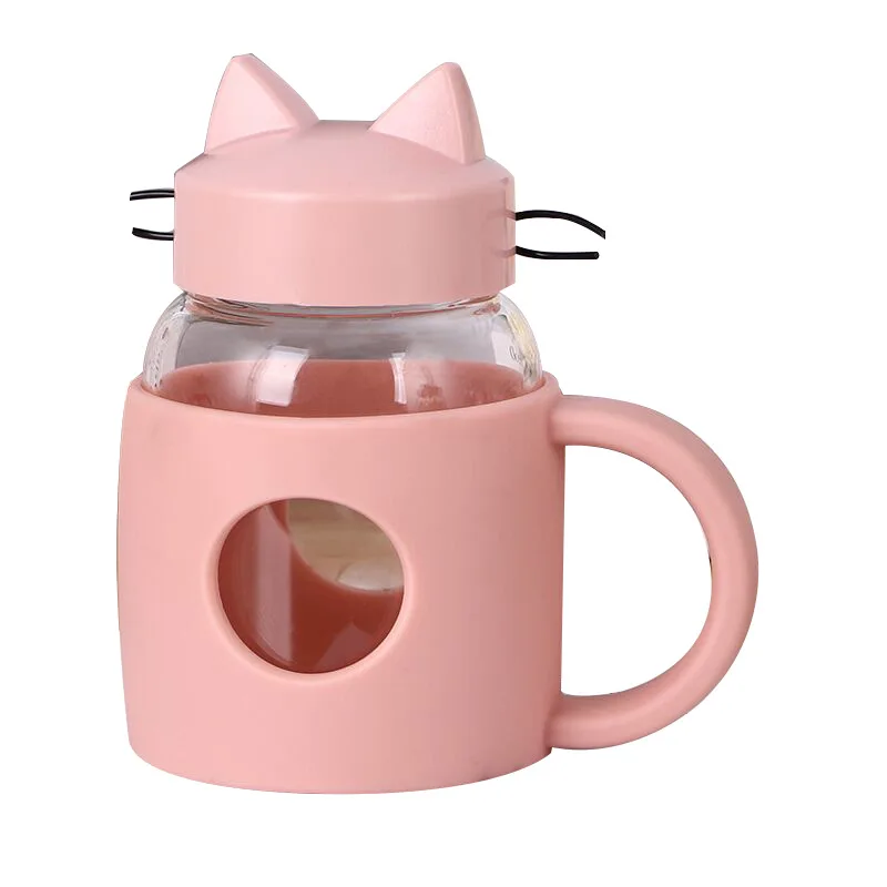 Новая креативная бутылка для воды с мультяшным котом стеклянная силиконовая