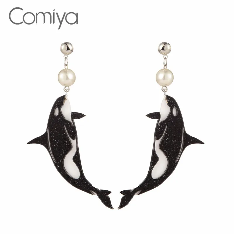 Женские акриловые серьги подвески Comiya из цинкового сплава в форме рыбки или Кита