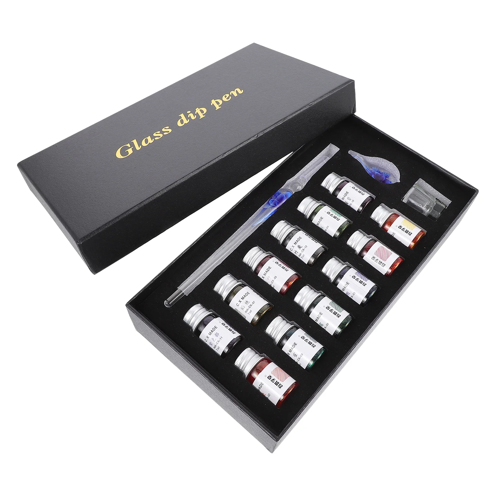 

1 Set Glass Dipped Pen Dip Pen and Ink Set Vintage Signature Pen Ink Pen