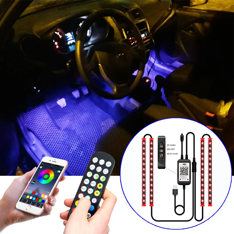 

RGB Dash Atmospheric USB Port LED Light Strip Accessory APP Light Strip Car Cigarette Lighter Adapter Decorative Atmosphere Ligh