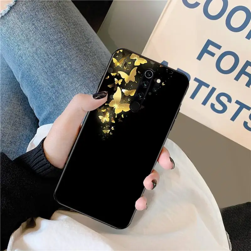 

HPCHCJHM butterfly Cover Black Soft Shell Phone Case for Redmi Note 8 8A 8T 7 6 6A 5 5A 4 4X 4A Go Pro