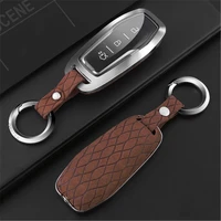 suede leather car key case full cover for ford focus 2 3 4 mk2 mk3 mk4 kuga edge fusion mondeo mustang explorer edge car styling