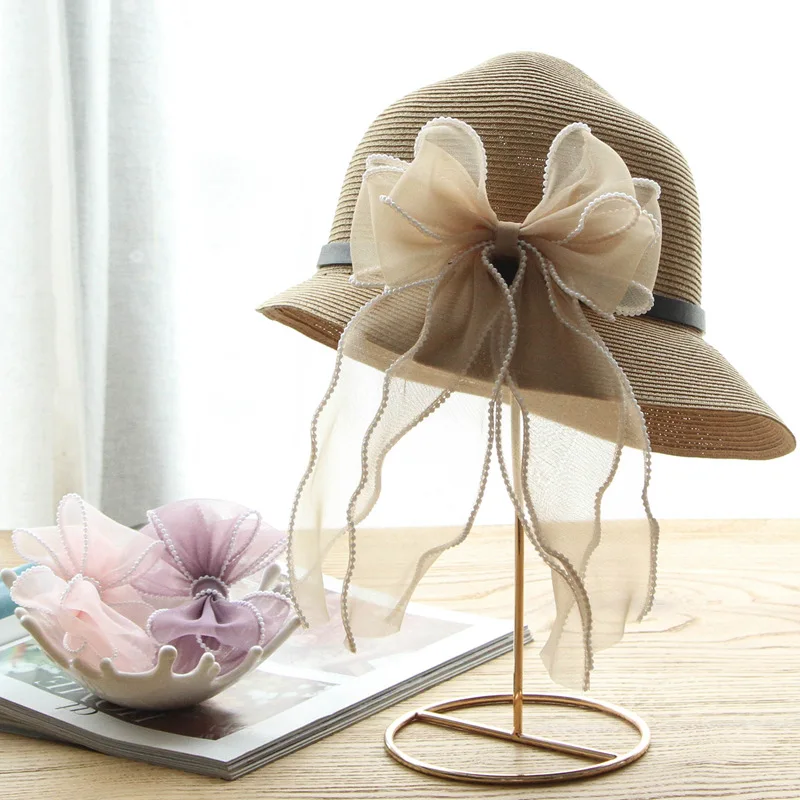 Кружевная пряжа с жемчугом 6 см заколка для волос сделай сам лента бантом