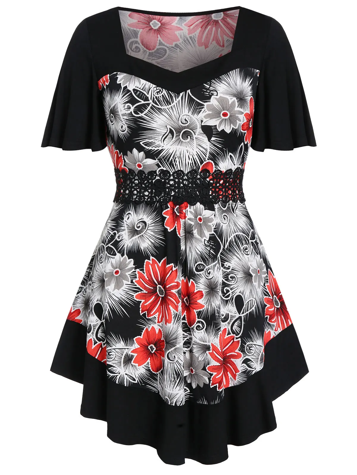 Женская туника с цветочной аппликацией ROSEGAL Повседневная Длинная футболка