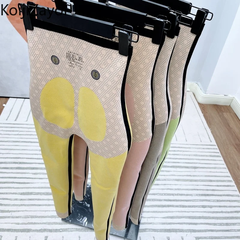 Koijizayoi Autumn Winter Women's High Waist Leggings Patchwork Thick Warm Fashion Pants Skinny Capris Dropshipping Pantalon
