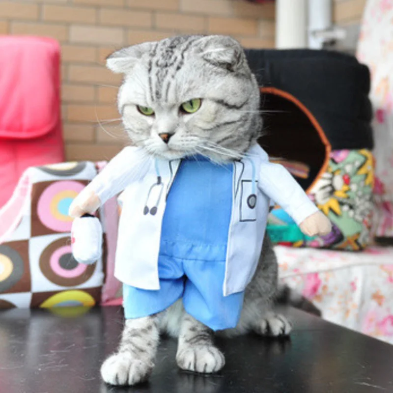 Костюм Кошки забавный кот одежда Пиратский Костюм Одежда для кошки одежда для корсаира Хеллоуина наряды Кот Костюм для вечеринки - Цвет: Cat Doctors Clothing