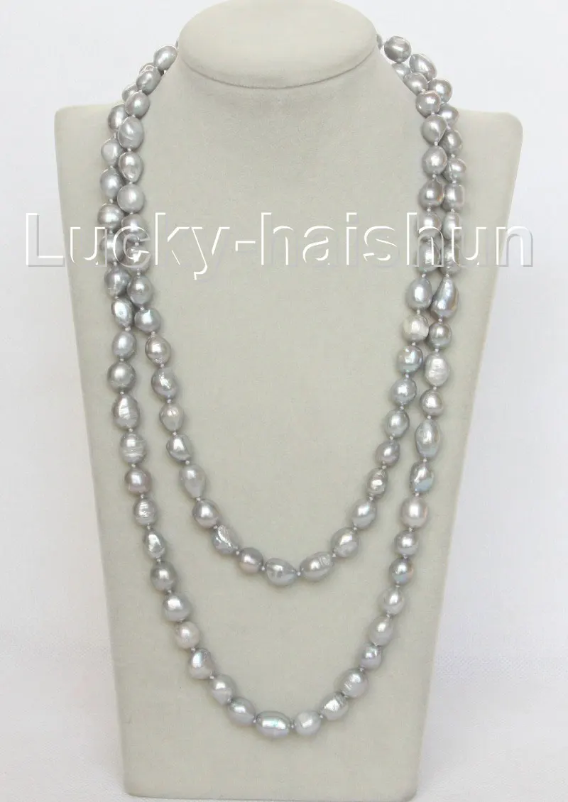 

Long 48" 13mm Baroque Gray Freshwater Pearls Beads Strand Knotted Necklace J10504