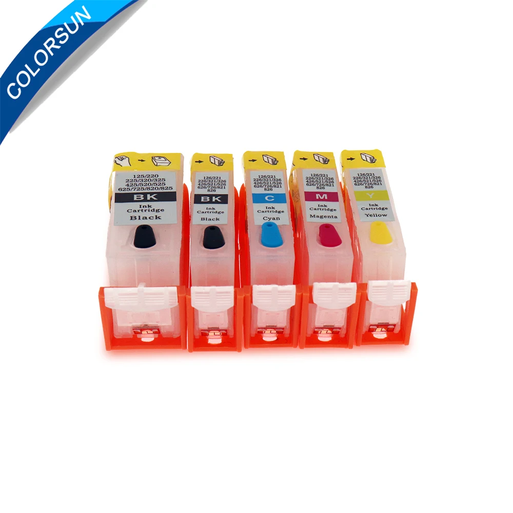 Colorsun 5pcs PGI-220 CLI-221 Refillable Ink Cartridges For Canon Pixma MP620 MP640 MX860 MX870 Printer Cartridge with ARC chips - купить по