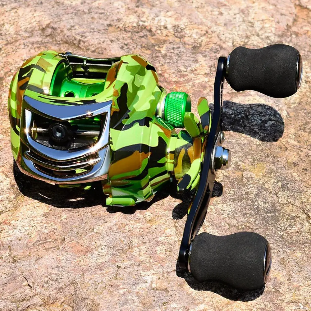 Fishing Reel 7.2:1 Gear Ratio Multifunction Metal Drop Wheel 18+1 Axis Seafishing Wire Line Reel Camouflage Baitcasting Reel