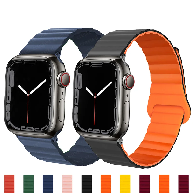 

Magnetic strap For Apple watch band 44mm 40mm 45mm 41mm 38mm 42mm 44 45 mm Silicone watchband Bracelet iWatch serie 3 5 4 SE 6 7