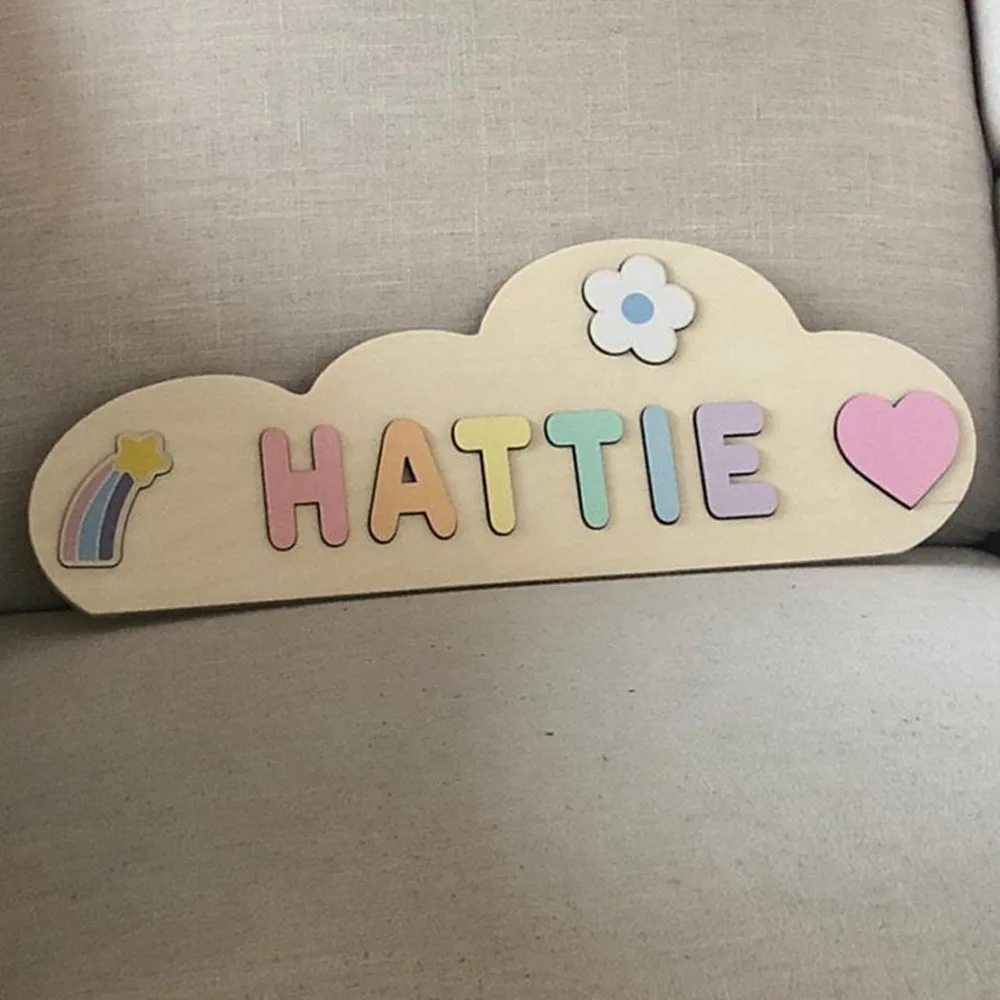 Персонализированный подарок на день рождения деревянный пазл с именем облака