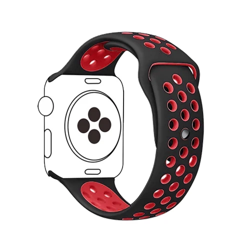 black red 8 Спортивный ремешок для часов для apple watch группа 4 5 44 мм 40 мм, 42 мм, 38 мм, версия наручных часов iwatch, браслет series 5/4/3/2/1 силиконовый ремешок для часов с резиновой лентой - Цвет ремешка: black red 8