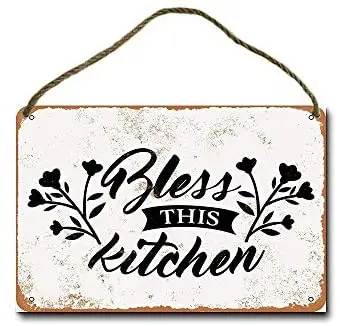 

Metal Sign 8 x 12 inch Bless This Kitchen 2 Wall Decor Hanging Sign