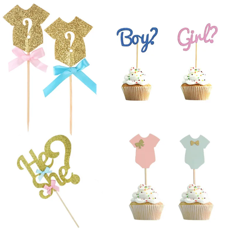 

10pcs/set Boy or Girl Gender Reveal Party Cake Topper Baby Shower Birthday Cake Decoration Tools DIY Dessert Baking Accessories