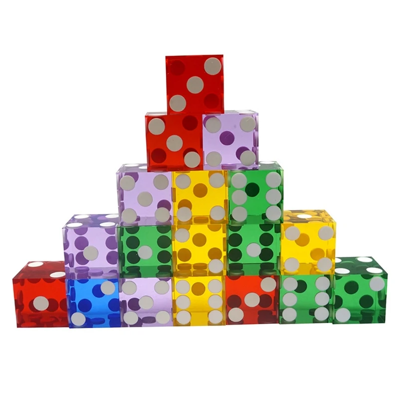 5 шт. высококачественные акриловые прозрачные игральные кости D6 19 мм для казино с