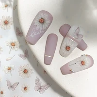 2021 new 3d nail art stickers bohemia yellow daisy butterfly image nails stickers for nails sticker decorations manicure z0405