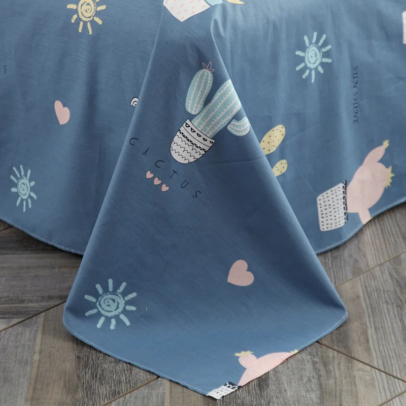 

4pcs bedclothes Twin full Queen King Size Plants Duvet Cover Set Bed Sheets Pillow Case 100% Cotton Blue cactus Bedding Sets