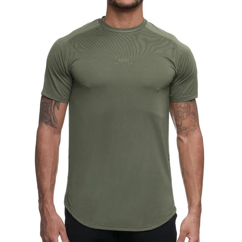 

Повседневная футболка 2022, мужская спортивная быстросохнущая футболка для тренажерного зала и фитнеса, Мужская облегающая футболка для бод...