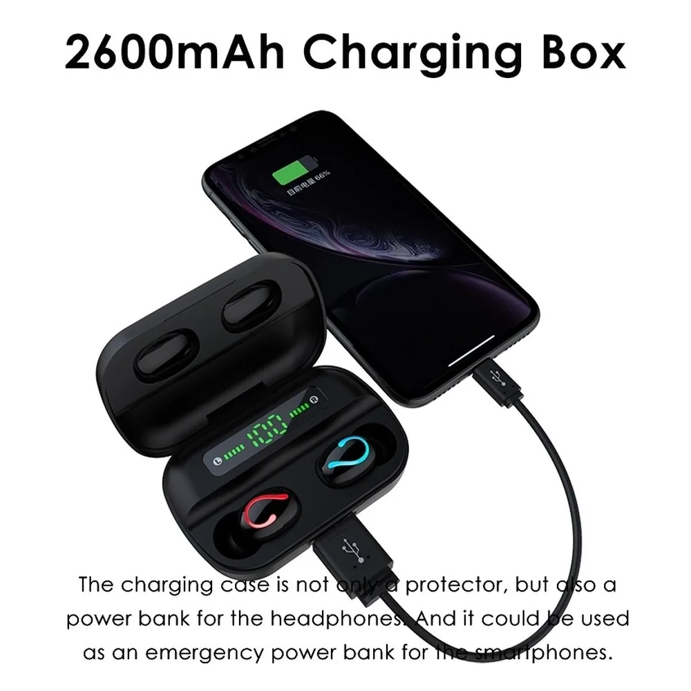 Q82 Bluetooth 5 0 наушники с цифровым дисплеем мини беспроводная стерео игровая