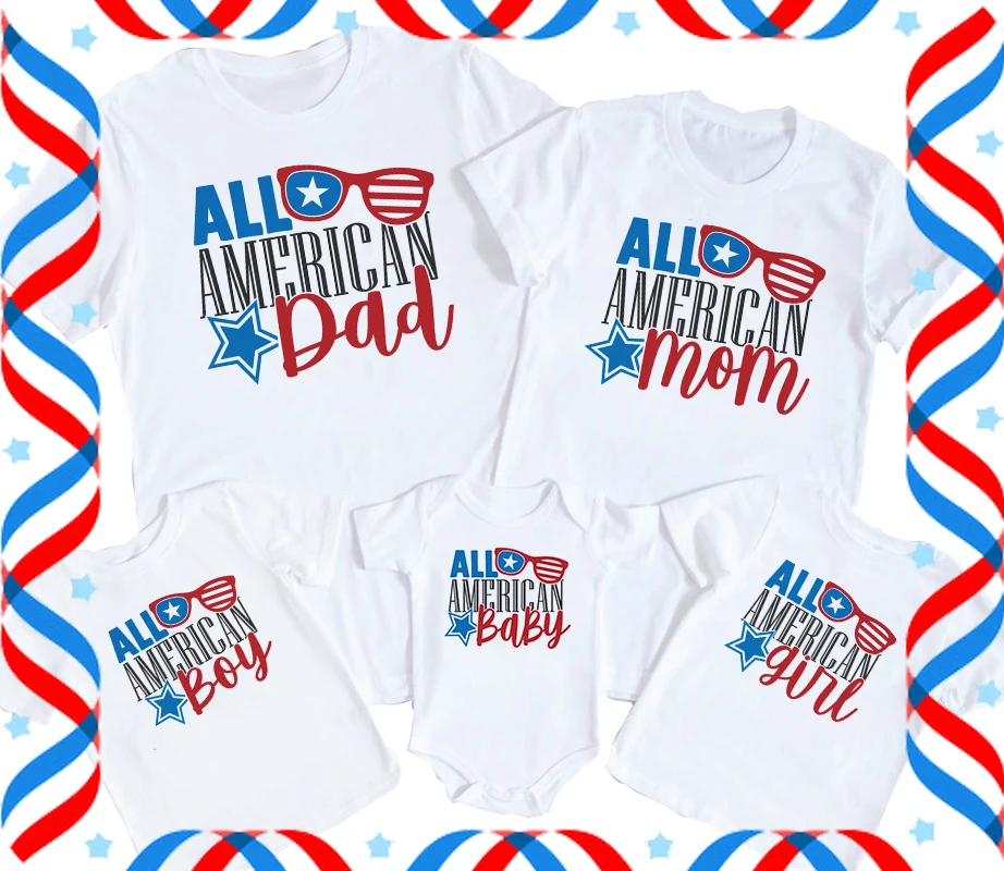 Camiseta a juego para el d&iacute;a de la independencia de todos los americanos, pap&aacute;, mam&aacute;, ni&ntilde;o y ni&ntilde;a, camiseta patri&oacute;tica, camisetas americanas de amor-0