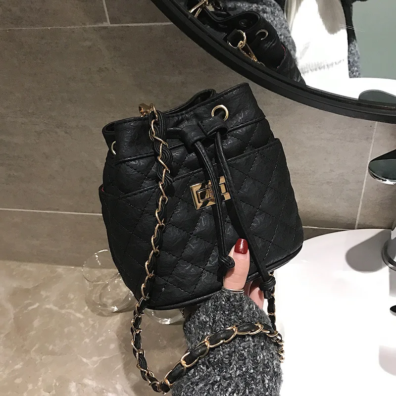 Модная дизайнерская роскошная женская мини сумка-ведро стеганая дамская сумочка