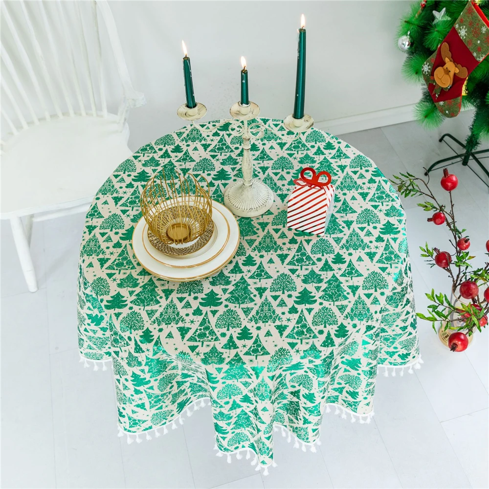 Скатерть с принтом рождественской елки скатерть из хлопка и льна красная