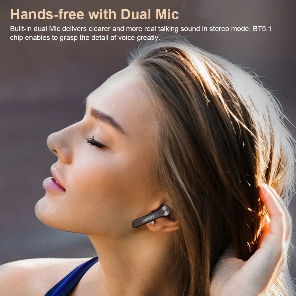Lenovo Bluetooth 5.1 Headphone Wireless Earphone QT81 Stereo Sound Headset Touch Button with 1200mAh Charging Case Mobile power |