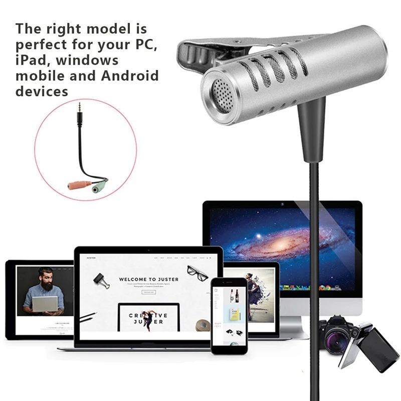 Lavalier Microphone Mobile Phone Camera Voice Recording Collar Mini Suitable for Teacher Meeting Host | Электроника