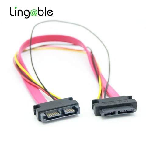 Lingable Slim SATA 7 + 6 13pin штекер к Slim SATA 13pin 7 + 6 гнездовой Удлинительный кабель для SATA Slim DVD +/-RW Drive 30 см