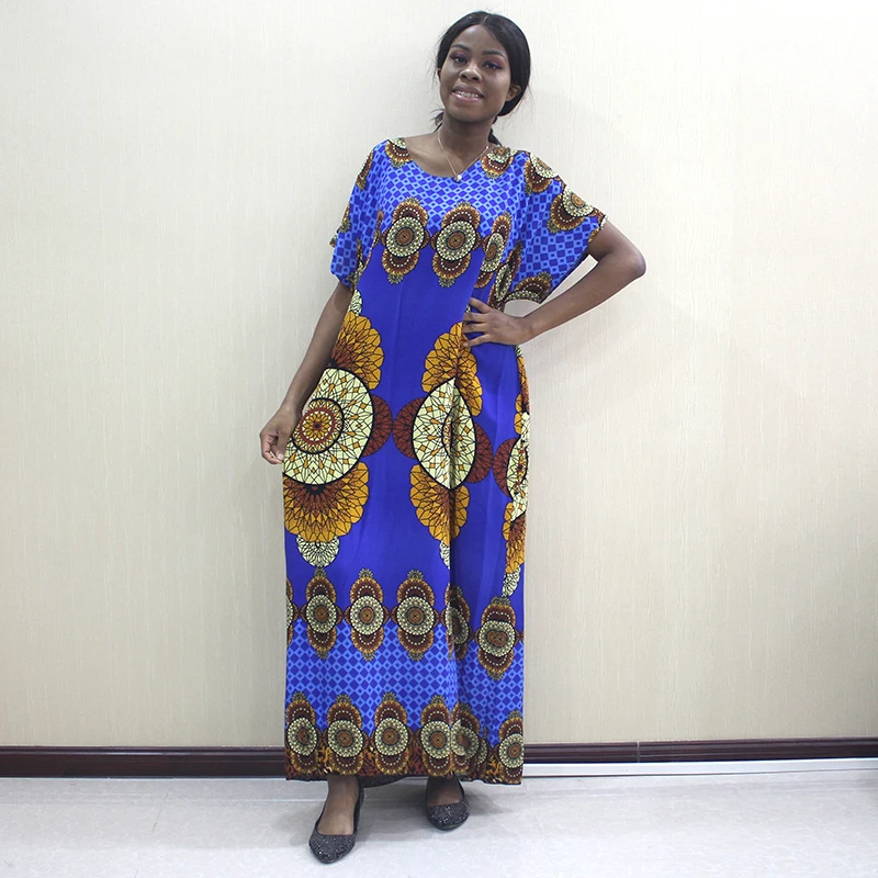 Женское свободное платье в африканском стиле элегантное разноцветное с