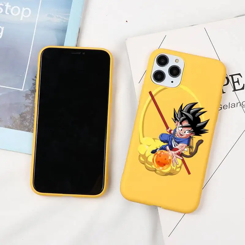 

Anime D-Dragons Ball Gokus Phone Case For iphone 12 11 Pro Max Mini XS 8 7 6 6S Plus X SE 2020 XR Candy yellow Silicone cover