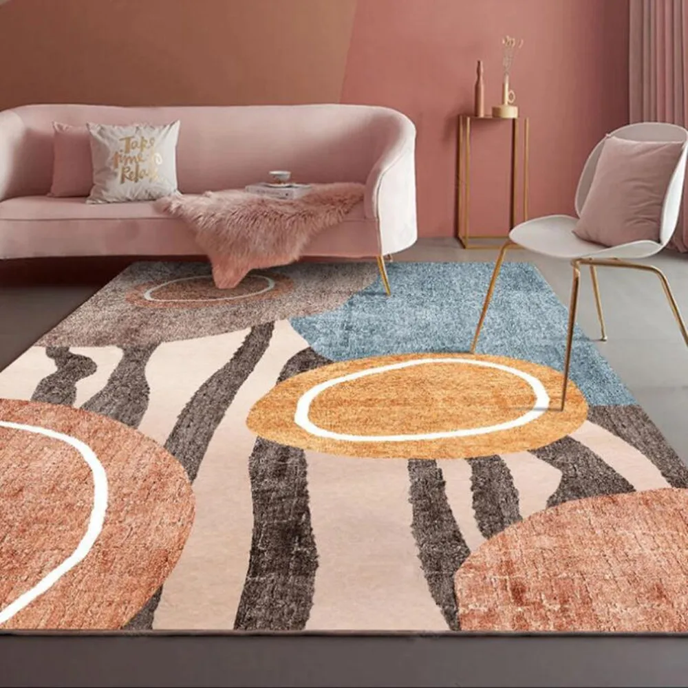 

INS Geometric Carpet Large Area Rug Abstract Morandi Art Carpets For Living Room Bedroom Anti-Slip Floor Mat Kitchen Tapete