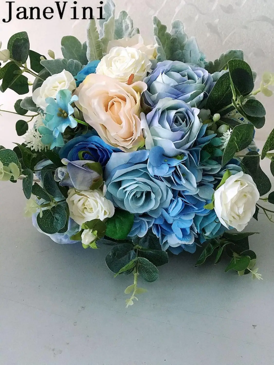 Свадебный букет JaneVini в западном стиле синие Искусственные Свадебные цветы
