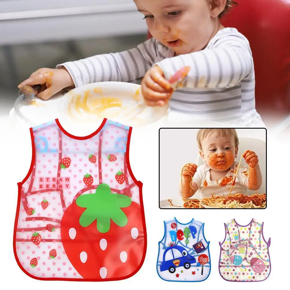 

2021 Cute Kid Infant Bibs Baby Soft Cartoon Bib Waterproof gown Bibs inverted Baby Roll Up Stuff Saliva Catcher Dripping