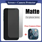 Матовое закаленное стекло для Apple Iphone 6 6s 7 8 Plus 11 12 X XS XR Pro Max SE 2020, защита экрана + стекло для камеры бесплатно