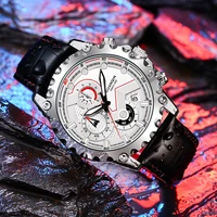 guanqin mens watches top brand luxury business quartz clock man luminous hands date chronograph steel leather wristwatches 19168